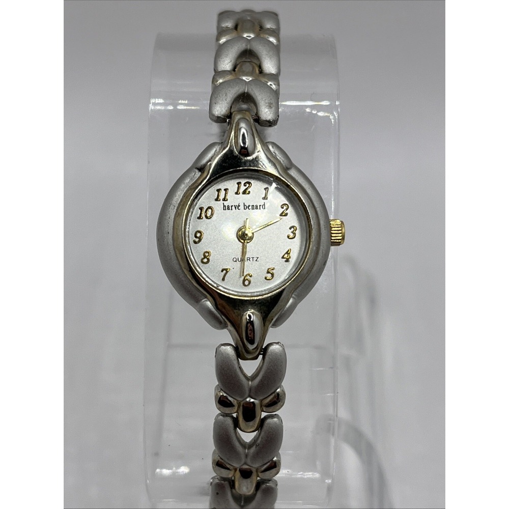 Harve Benard Women's Two Tone Quartz Watch 6.75" Band- New Battery